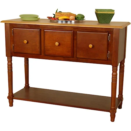 Two-Door One-Drawer Dining Server with Turned Legs